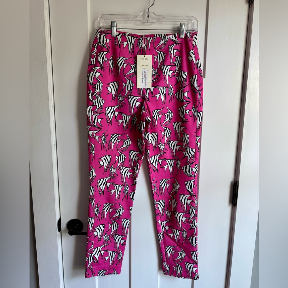 NWT Tyler Boe Pink and White Fish Pants Leggings 6 New $178 - Picture 7 of 7